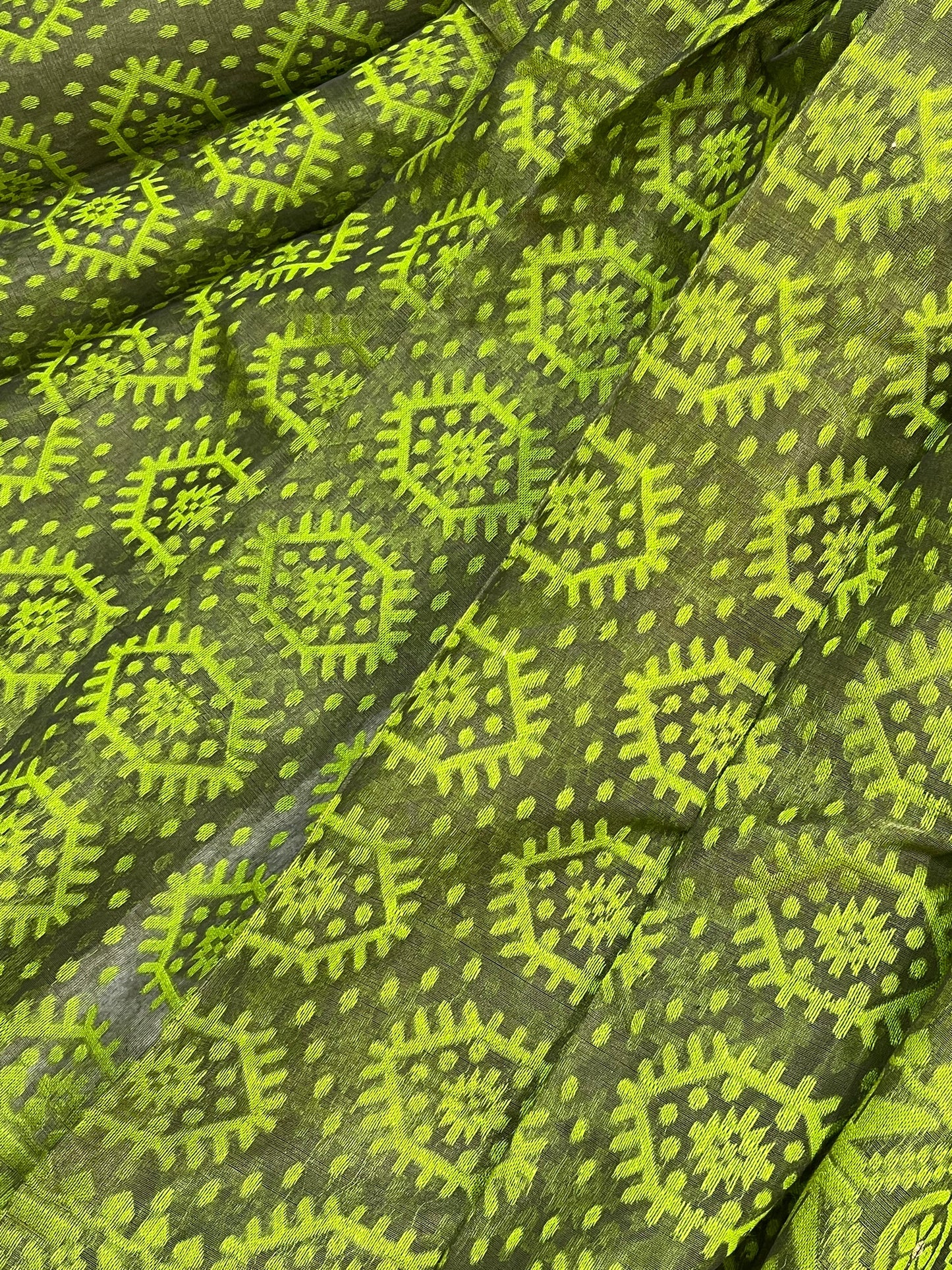 GREEN PURE HANDLOOM BENGAL JAMDANI SAREE
