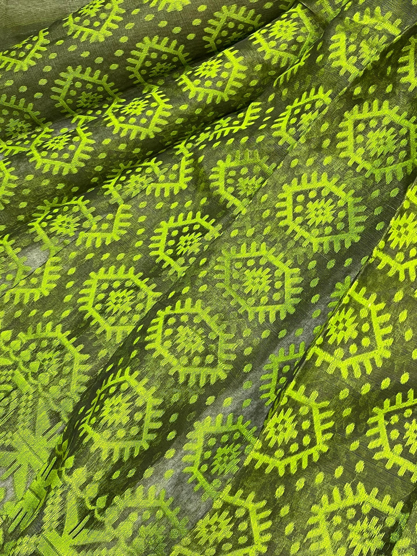 GREEN PURE HANDLOOM BENGAL JAMDANI SAREE