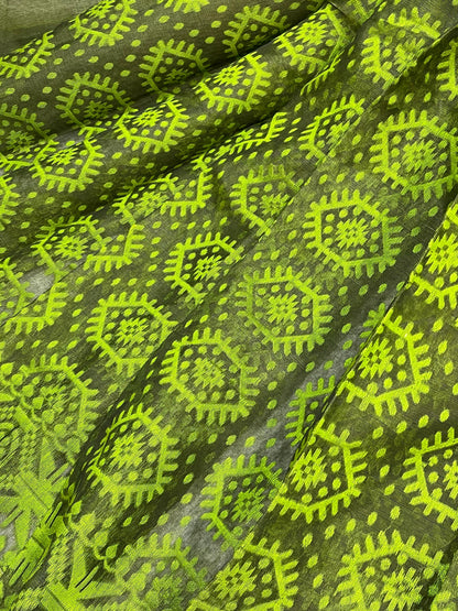 GREEN PURE HANDLOOM BENGAL JAMDANI SAREE