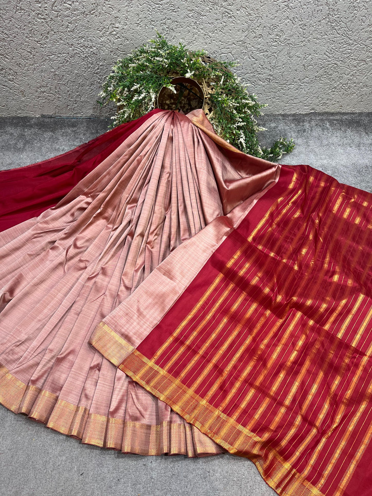 BLUSH PINK PURE HANDLOOM MANGALGIRI SAREE