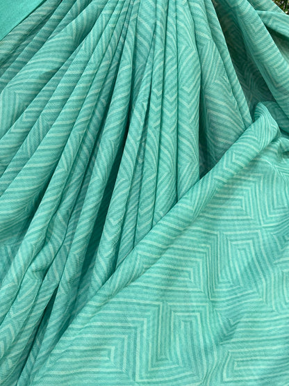 BLUE PURE HANDLOOM CHIFFON SAREE