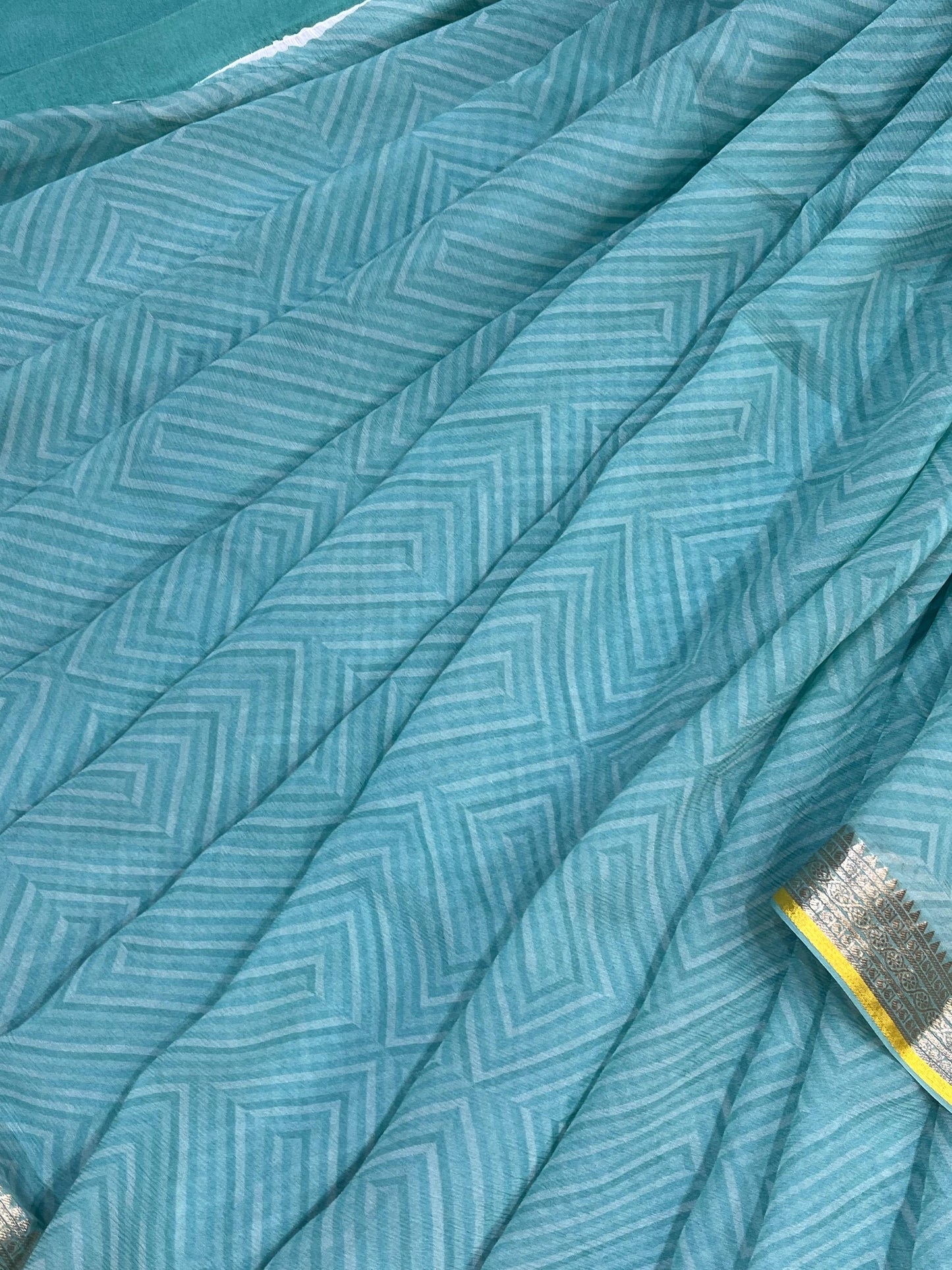 BLUE PURE HANDLOOM CHIFFON SAREE