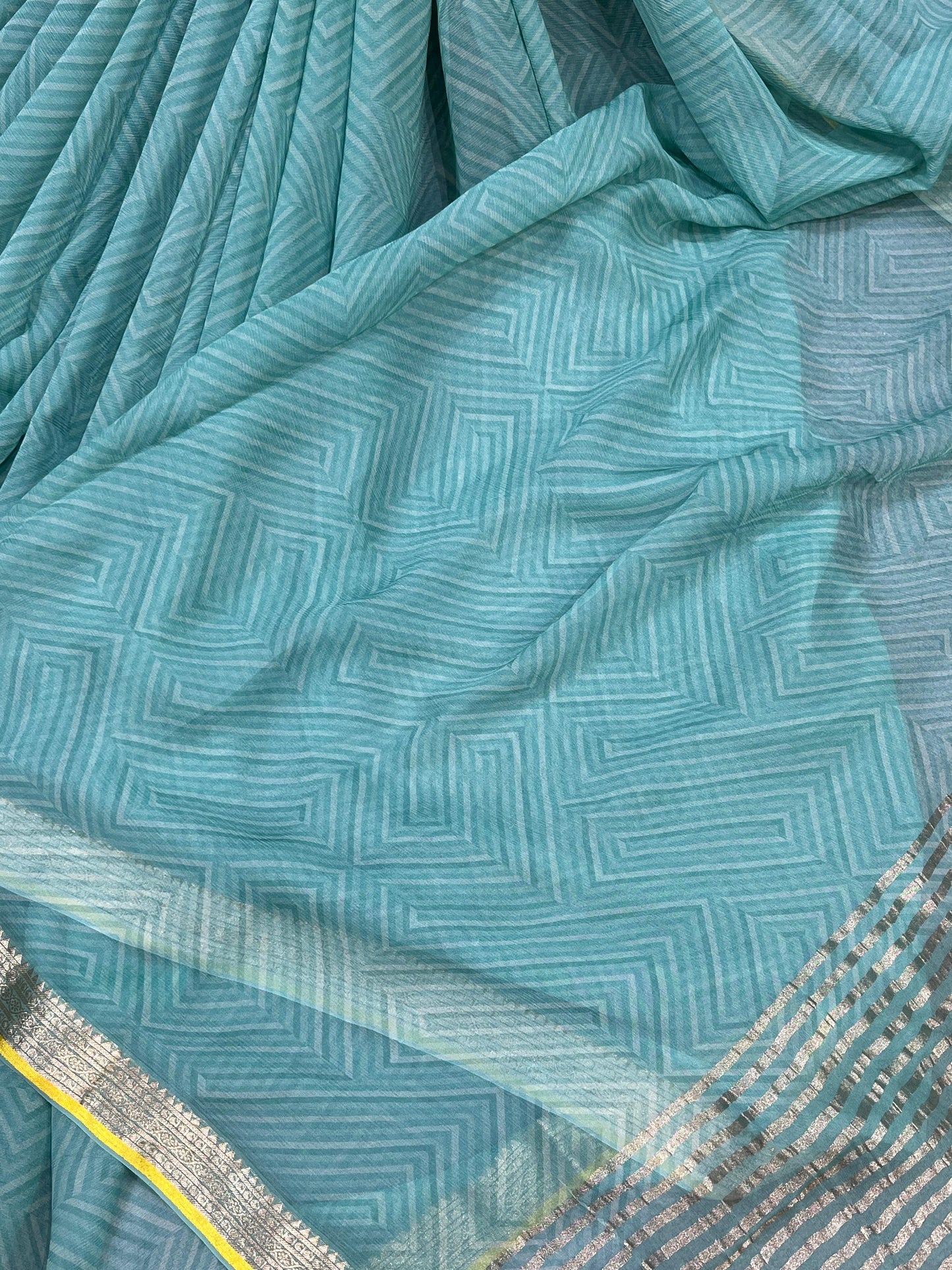 BLUE PURE HANDLOOM CHIFFON SAREE