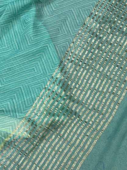 BLUE PURE HANDLOOM CHIFFON SAREE