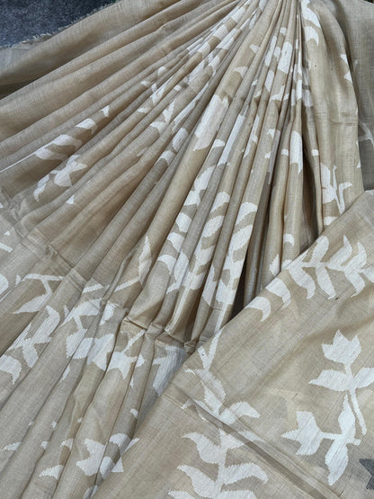 IVORY BEIGE PURE HANDLOOM JAMDANI SAREE