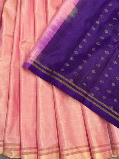 PINK PURE HANDLOOM SOFT SILK SAREE