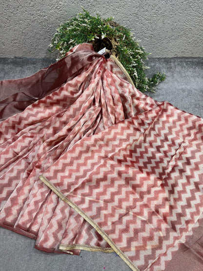 RED TISSUE PURE HANDLOOM EMBROIDERY SAREE