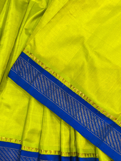 PARROT GREEN PURE HANDLOOM MANGALGIRI SAREE