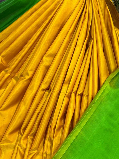 YELLOW PURE HANDLOOM SOFT SILK SAREE