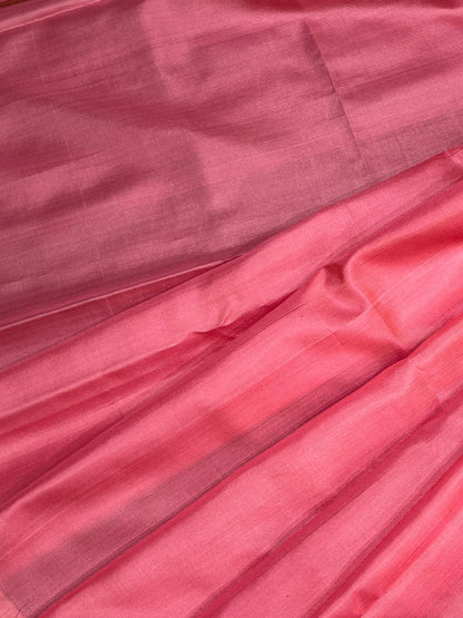 PINK PURE HANDLOOM SOFT SILK SAREE