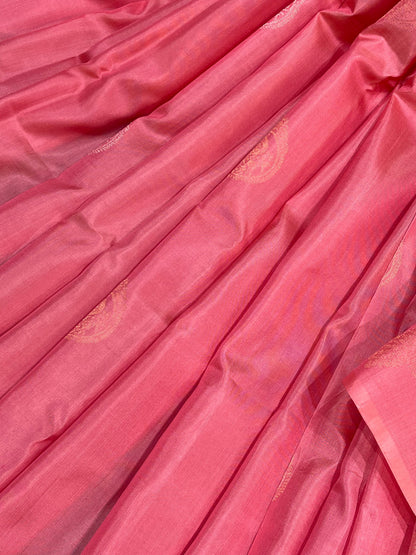 PINK PURE HANDLOOM SOFT SILK SAREE