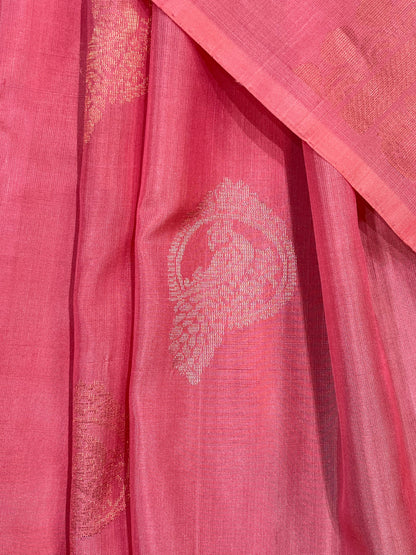 PINK PURE HANDLOOM SOFT SILK SAREE