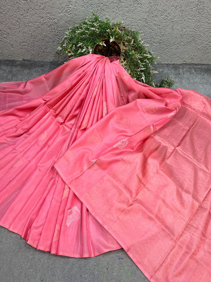 PINK PURE HANDLOOM SOFT SILK SAREE