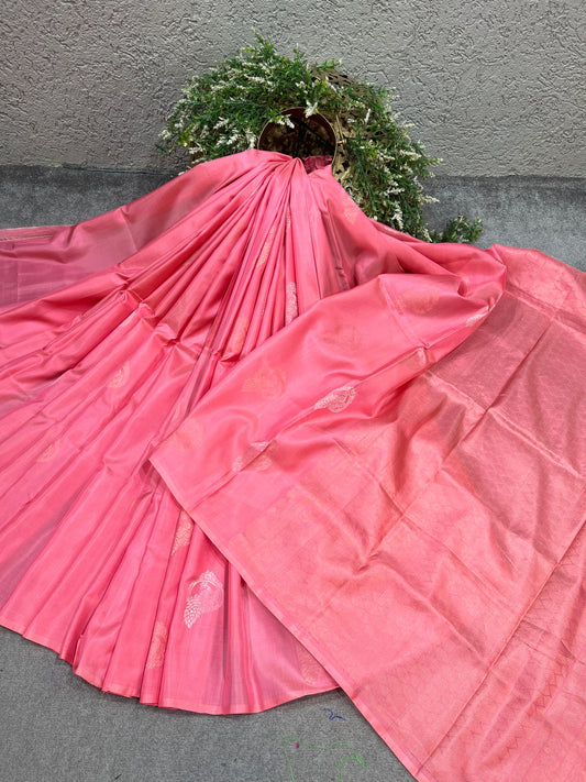PINK PURE HANDLOOM SOFT SILK SAREE