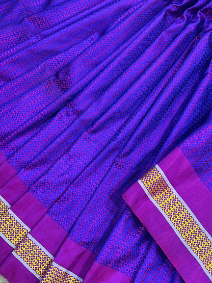 PURPLE PURE HANDLOOM KHUN SAREE