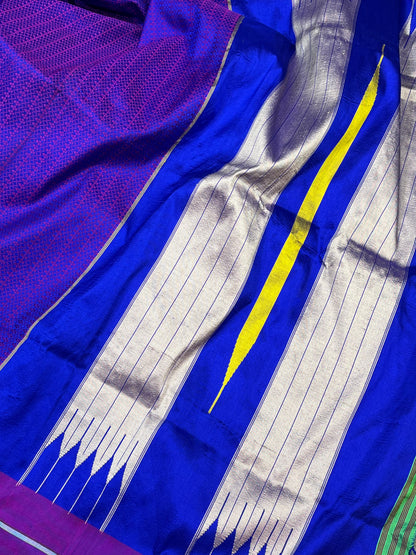 PURPLE PURE HANDLOOM KHUN SAREE