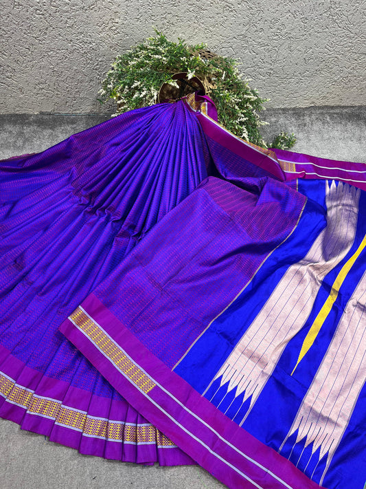 PURPLE PURE HANDLOOM KHUN SAREE