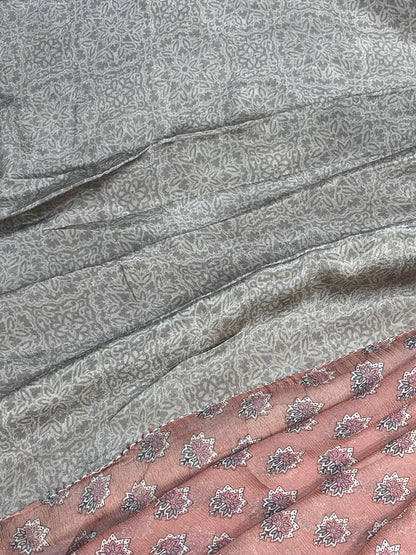 DUSTY ROSE PURE HANDLOOM CHIFFON SAREE