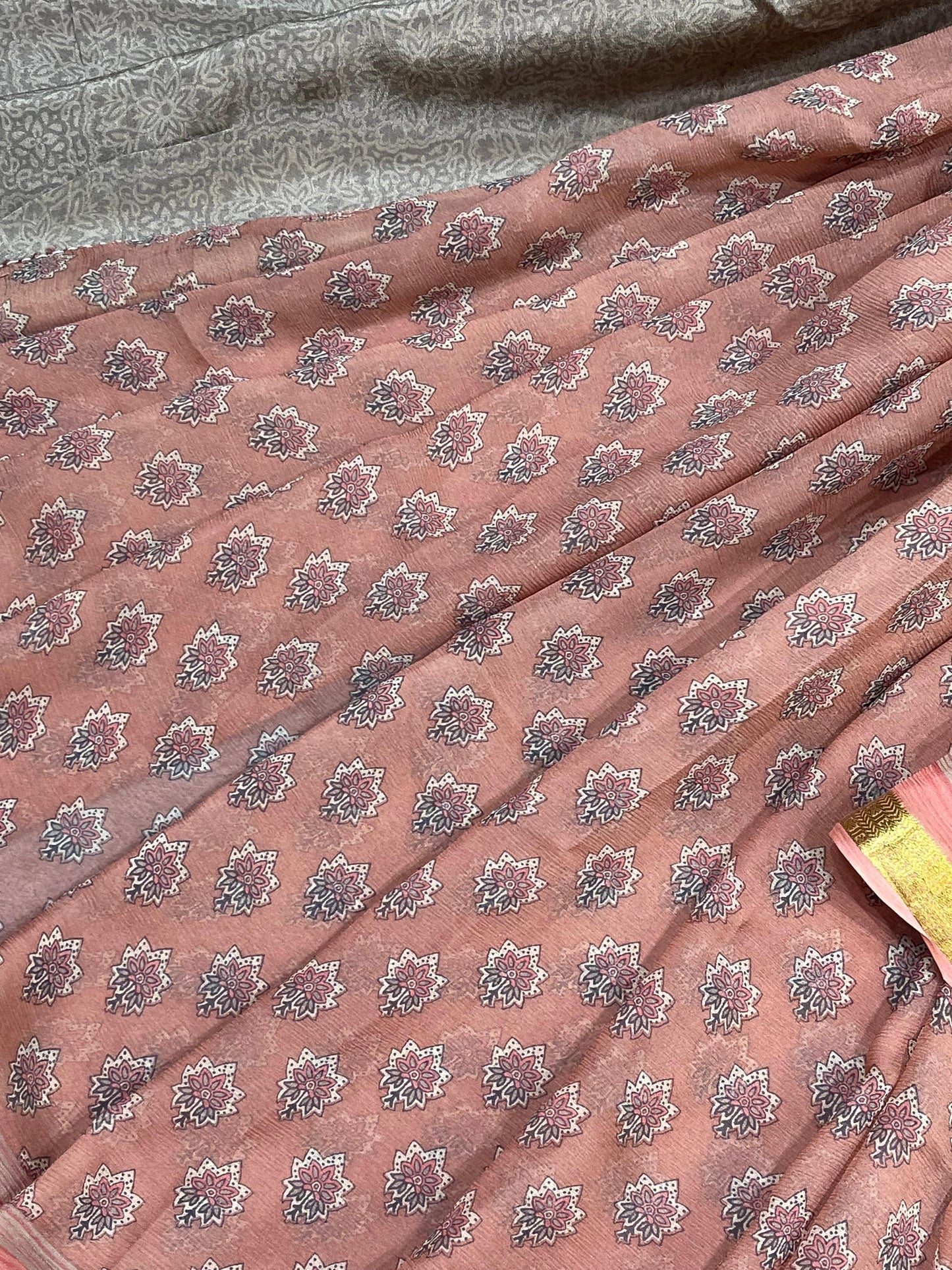 DUSTY ROSE PURE HANDLOOM CHIFFON SAREE