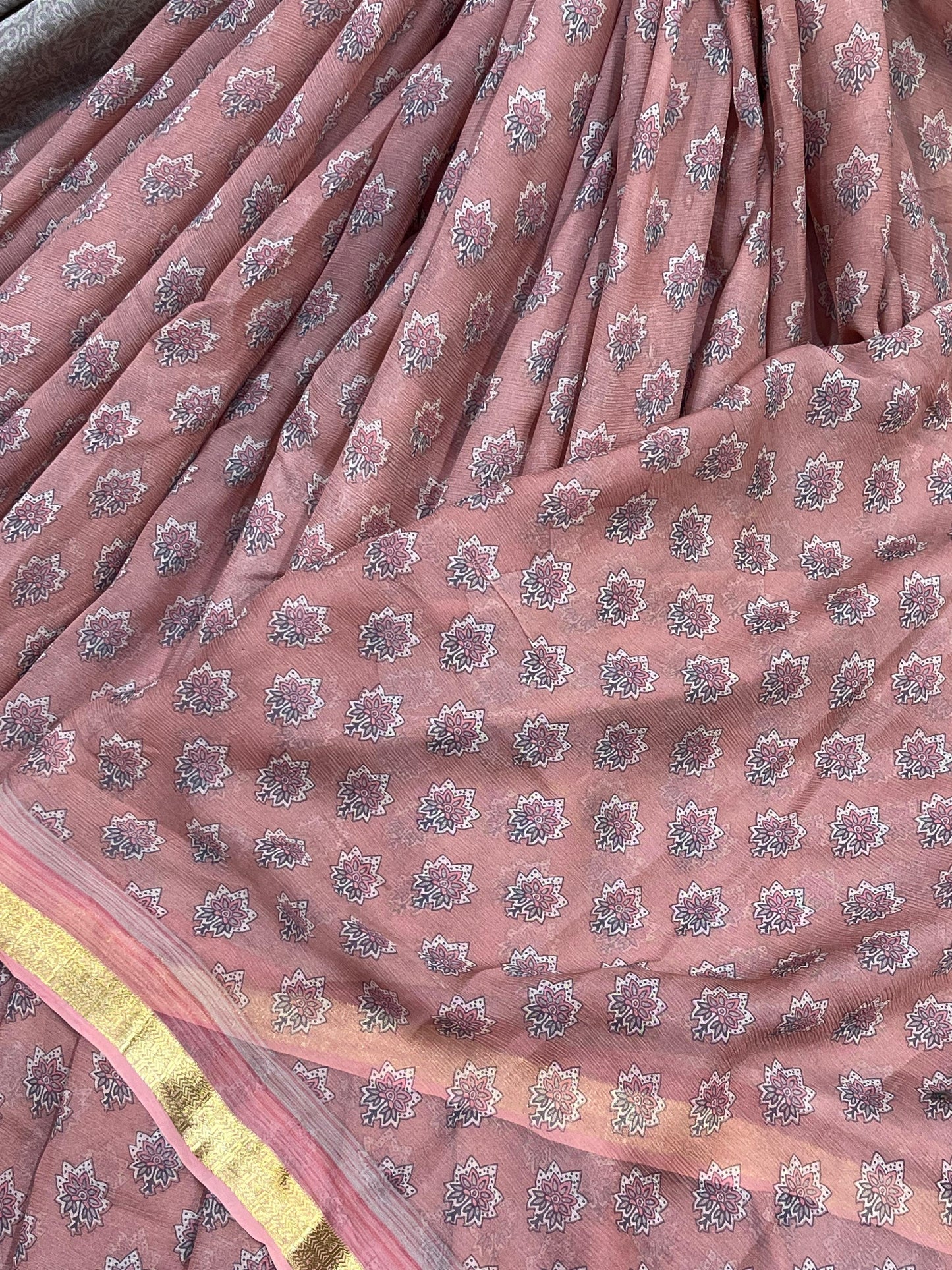 DUSTY ROSE PURE HANDLOOM CHIFFON SAREE