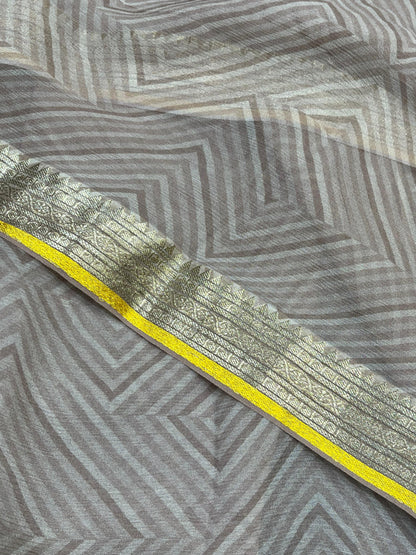 GREY PURE HANDLOOM CHIFFON SAREE