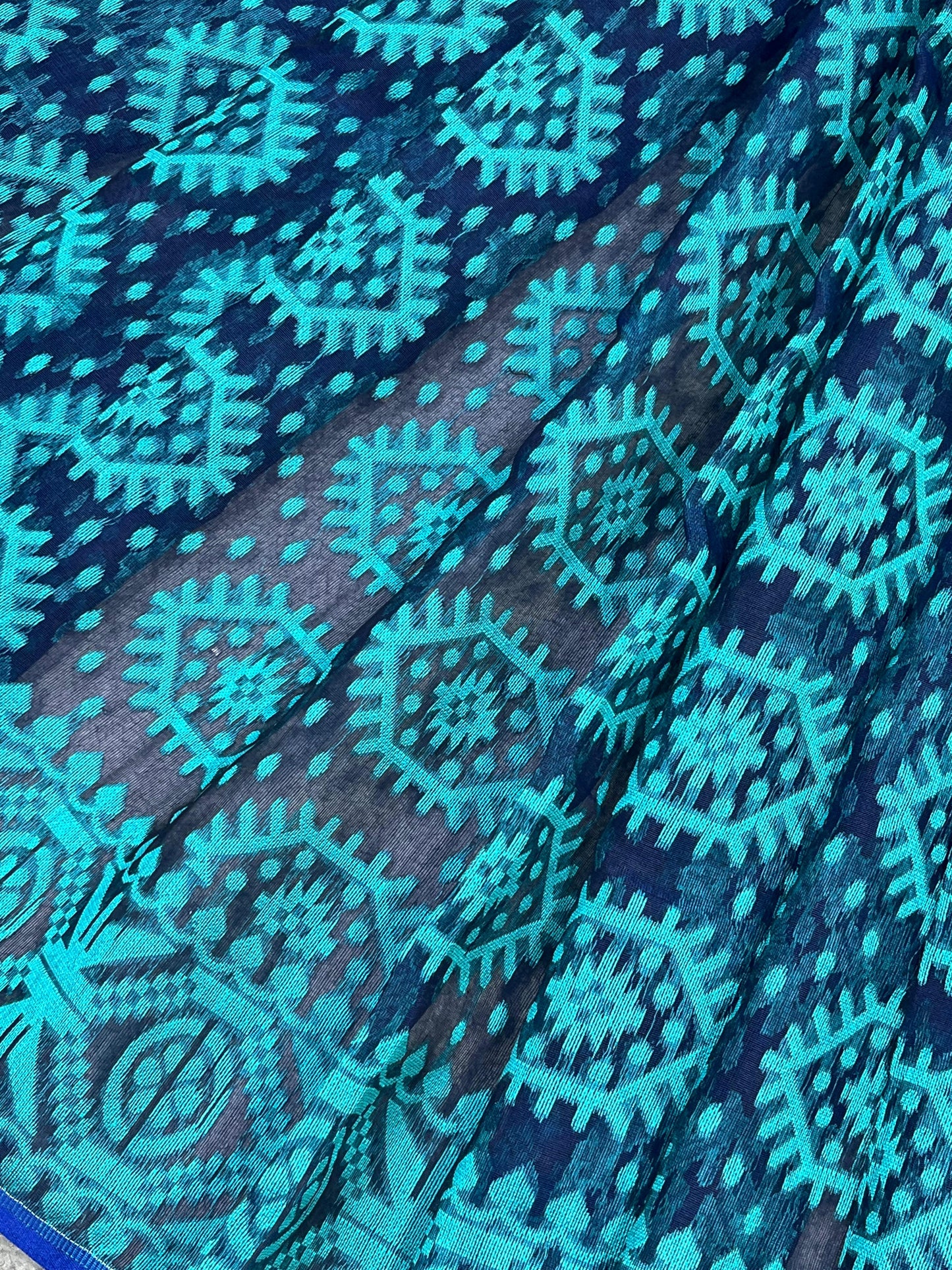 BLUE PURE HANDLOOM BENGAL JAMDANI SAREE