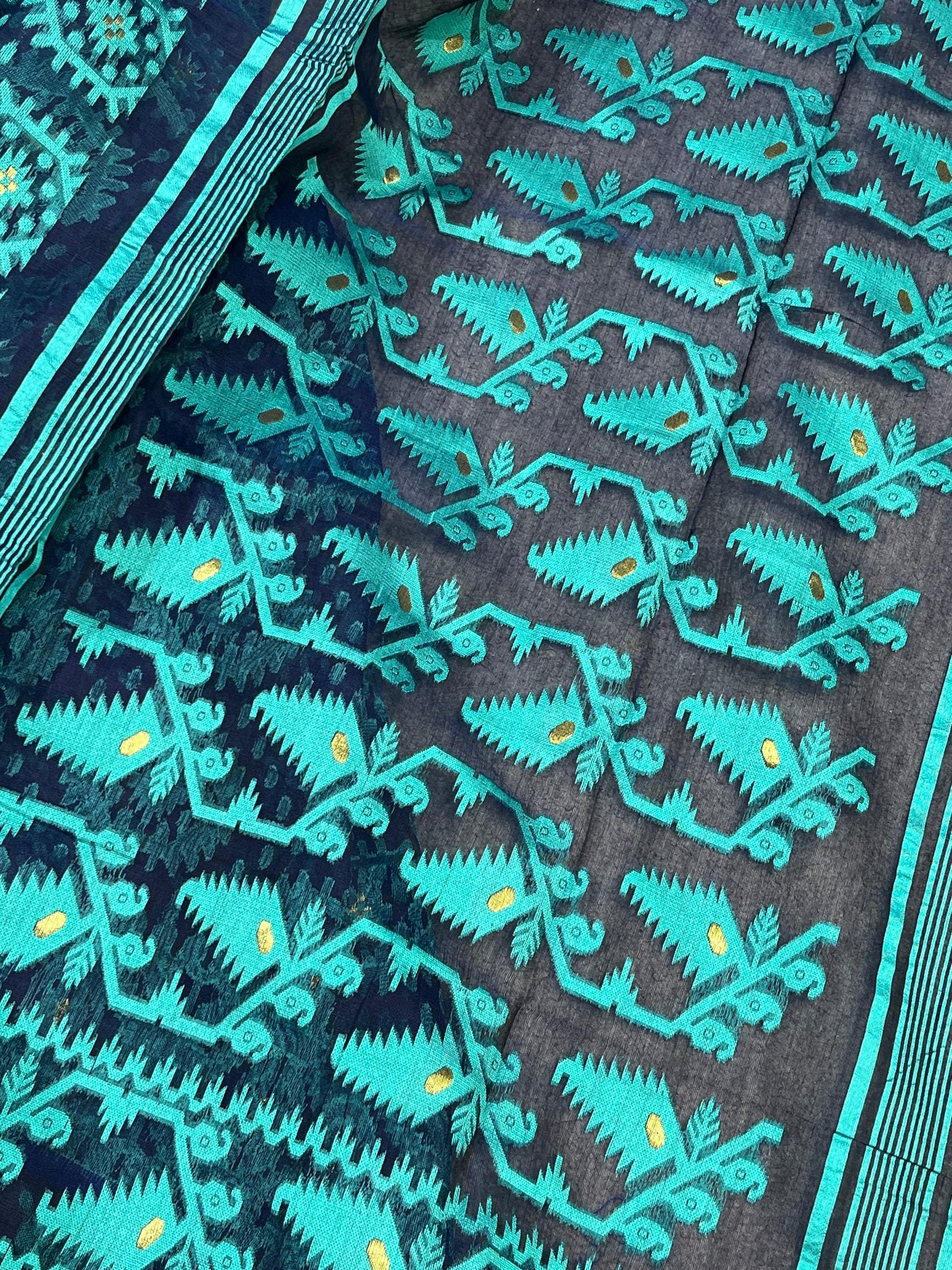 BLUE PURE HANDLOOM BENGAL JAMDANI SAREE