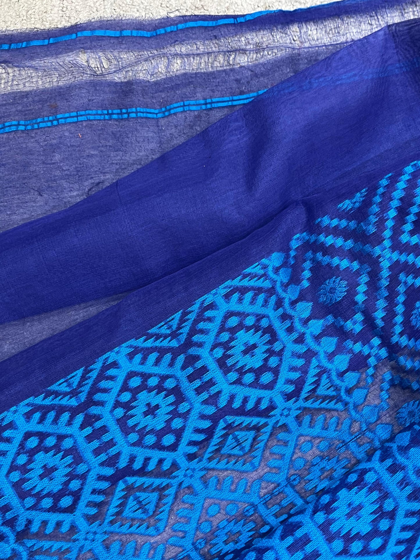 BLUE PURE HANDLOOM BENGAL JAMDANI SAREE