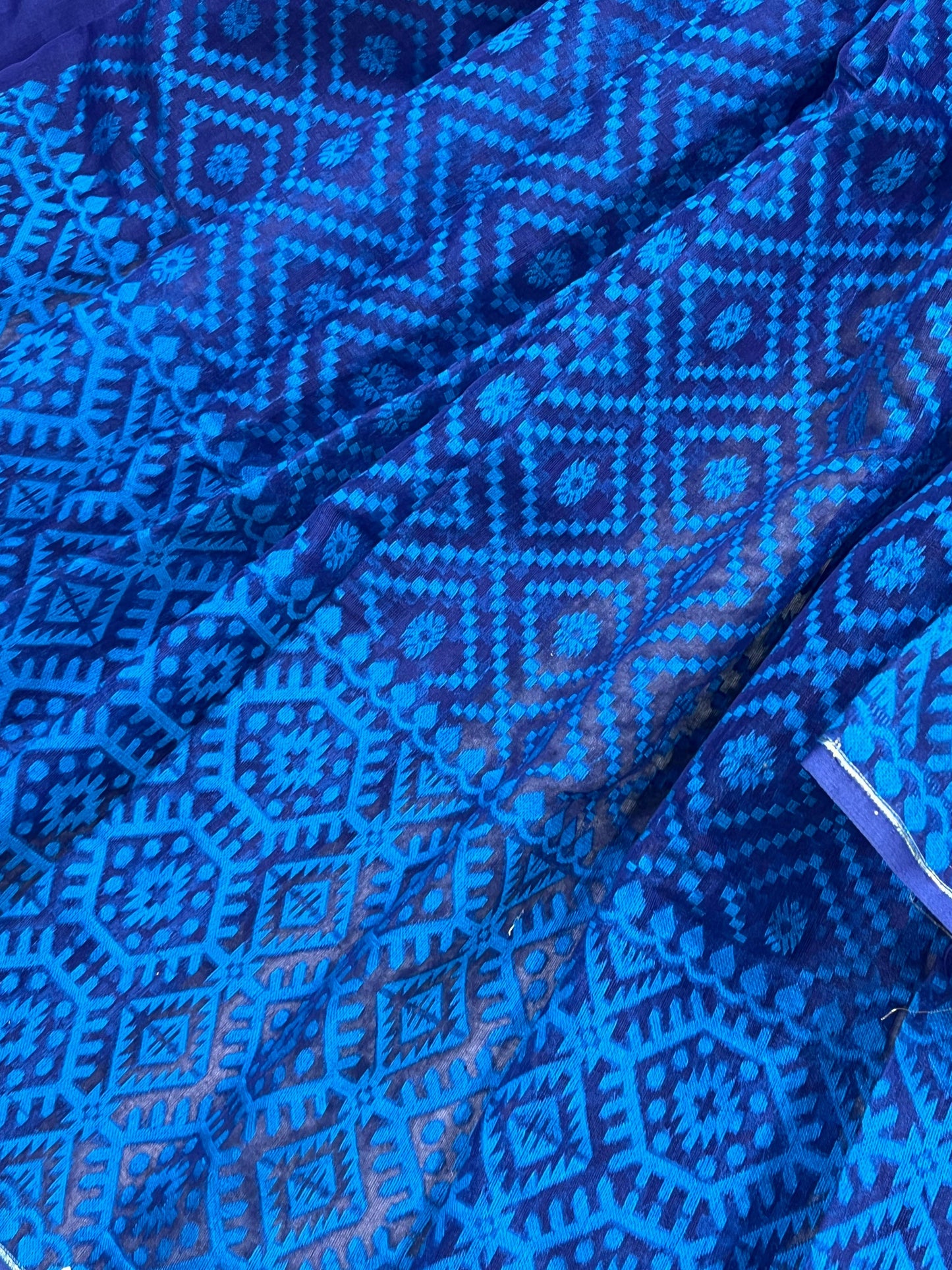 BLUE PURE HANDLOOM BENGAL JAMDANI SAREE