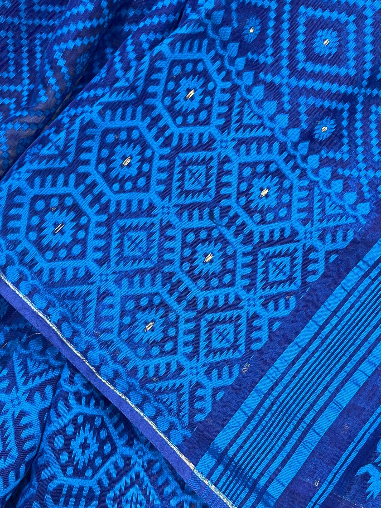 BLUE PURE HANDLOOM BENGAL JAMDANI SAREE
