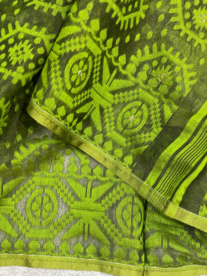 GREEN PURE HANDLOOM BENGAL JAMDANI SAREE