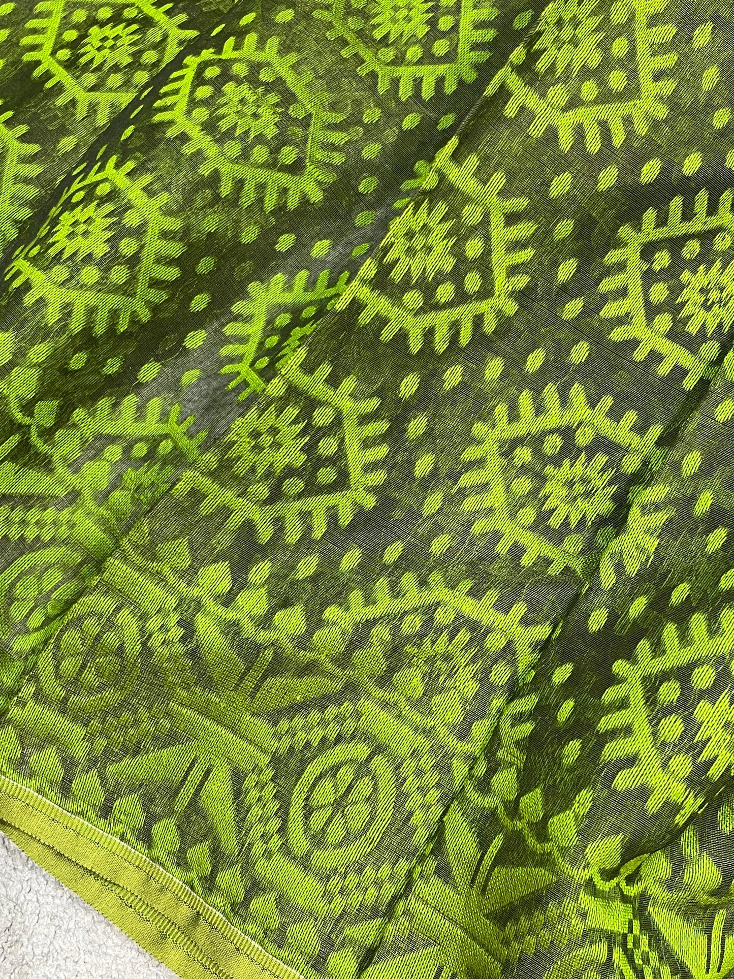 GREEN PURE HANDLOOM BENGAL JAMDANI SAREE