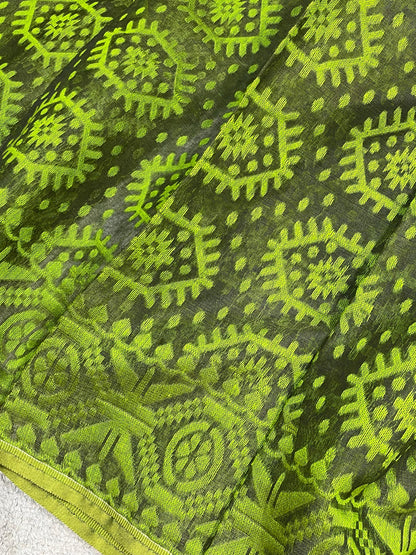 GREEN PURE HANDLOOM BENGAL JAMDANI SAREE