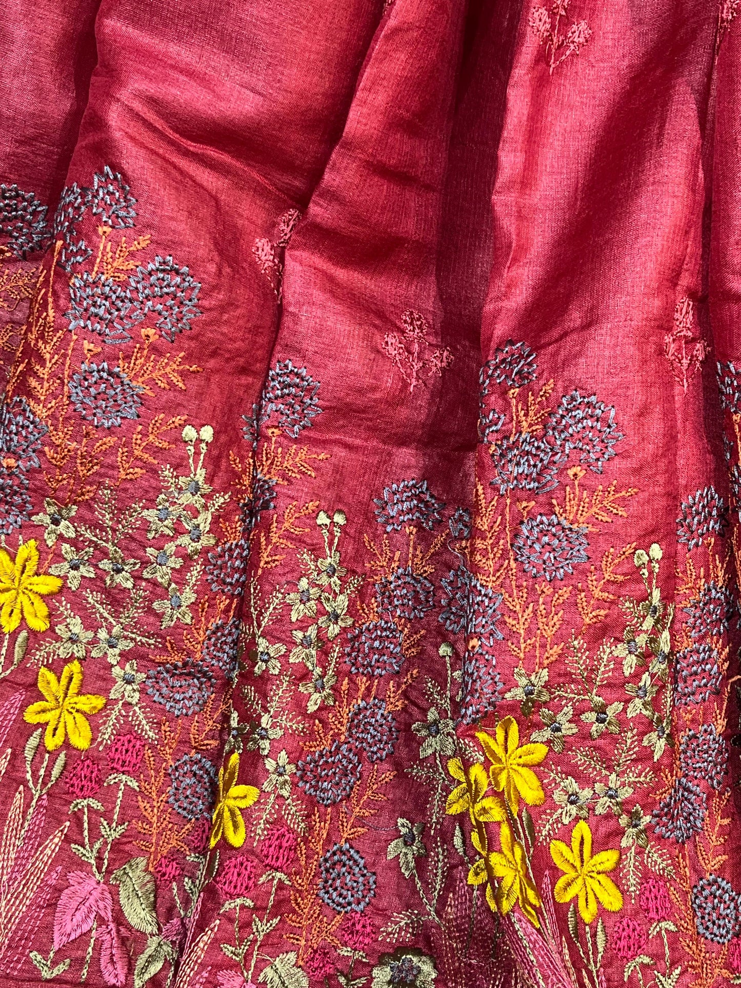 RED PURE HANDLOOM TASSAR SAREE
