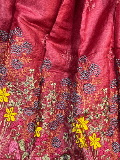 RED PURE HANDLOOM TASSAR SAREE