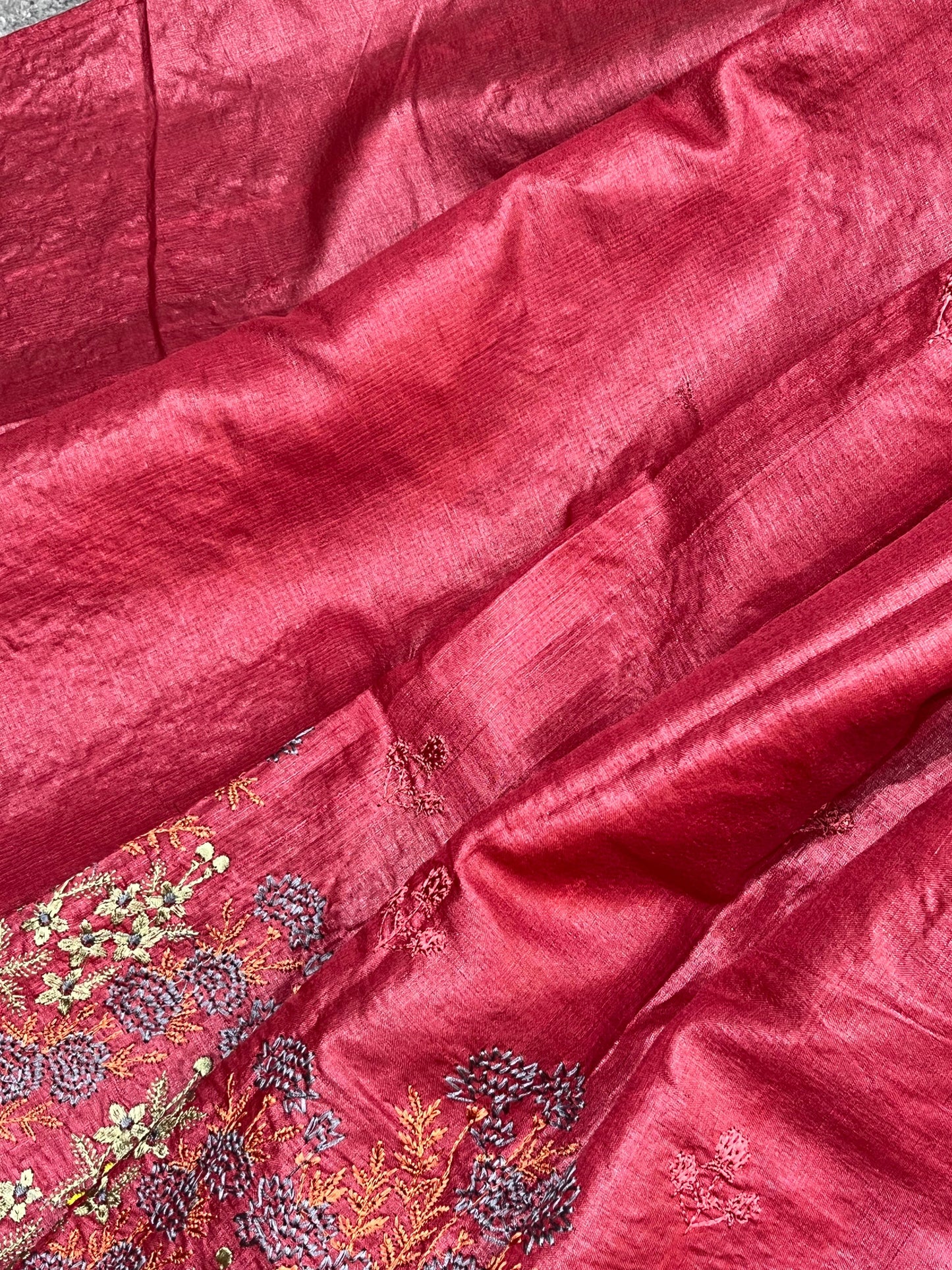 RED PURE HANDLOOM TASSAR SAREE