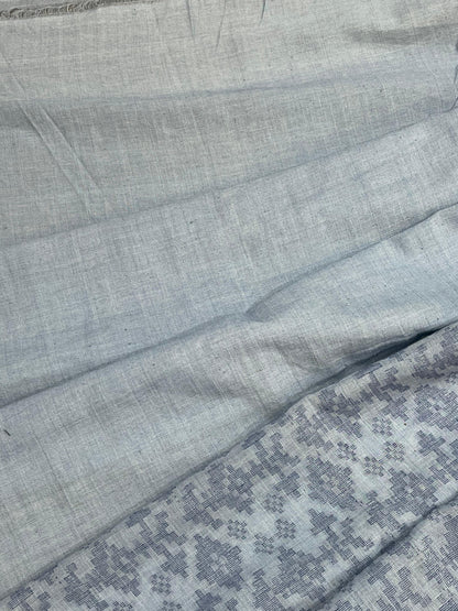 GREY PURE HANDLOOM MUSLIN JAMDANI SAREE