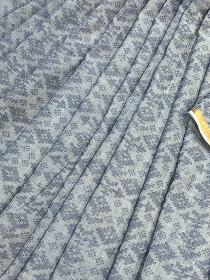 GREY PURE HANDLOOM MUSLIN JAMDANI SAREE