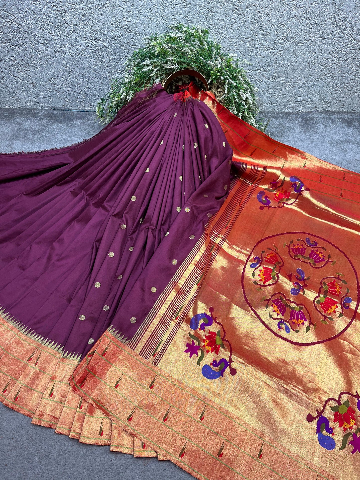 WINE SILK PURE HANDLOOM PAITHANI SAREE