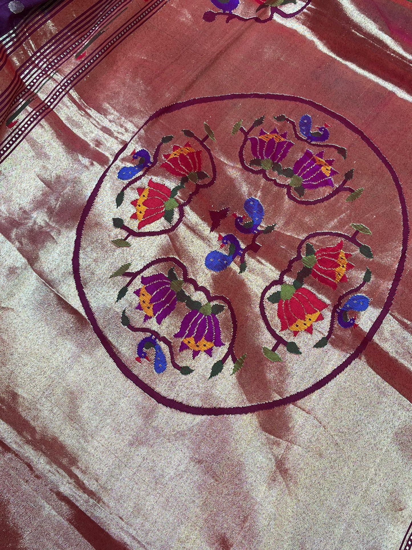 WINE SILK PURE HANDLOOM PAITHANI SAREE