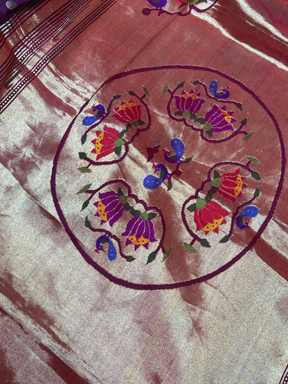 WINE SILK PURE HANDLOOM PAITHANI SAREE