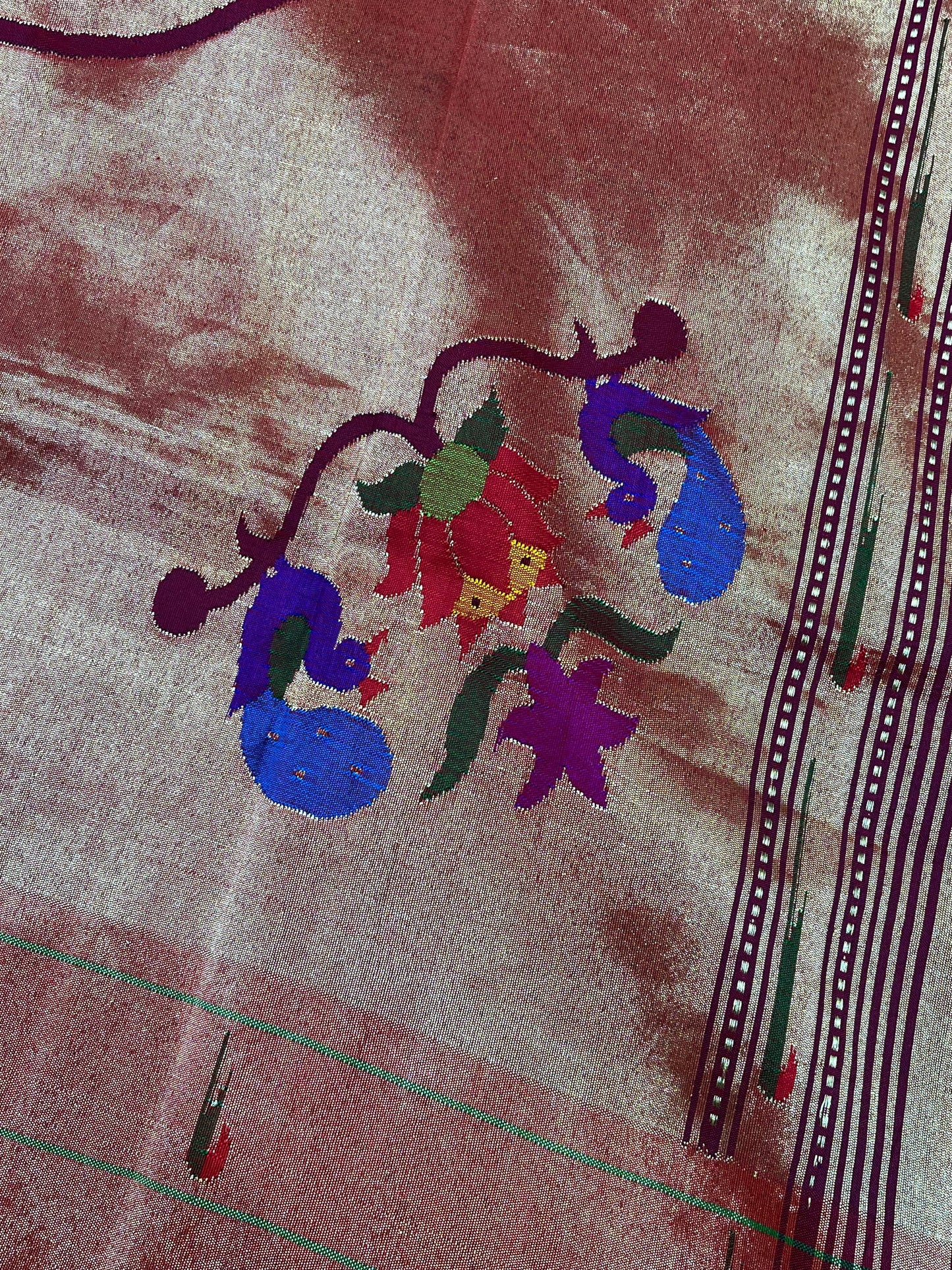 WINE SILK PURE HANDLOOM PAITHANI SAREE