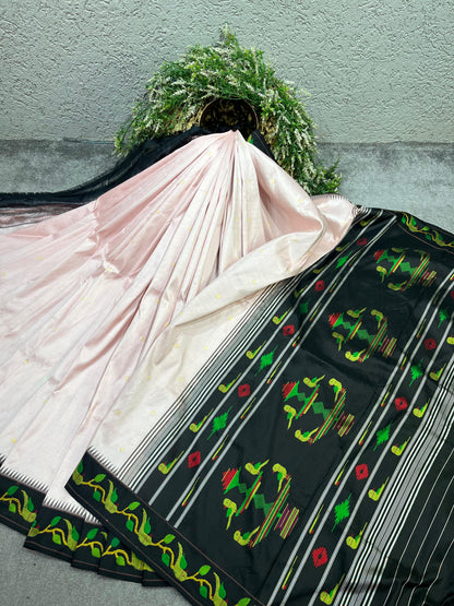 PASTEL PINK SILK PURE HANDLOOM PAITHANI SAREE