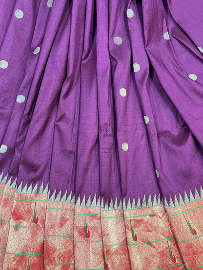 WINE SILK PURE HANDLOOM PAITHANI SAREE