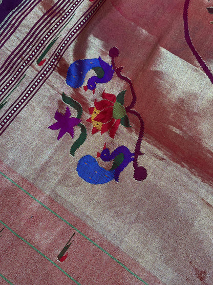 WINE SILK PURE HANDLOOM PAITHANI SAREE