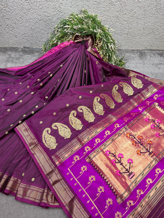 REGAL PURPLE SILK PURE HANDLOOM PAITHANI SAREE