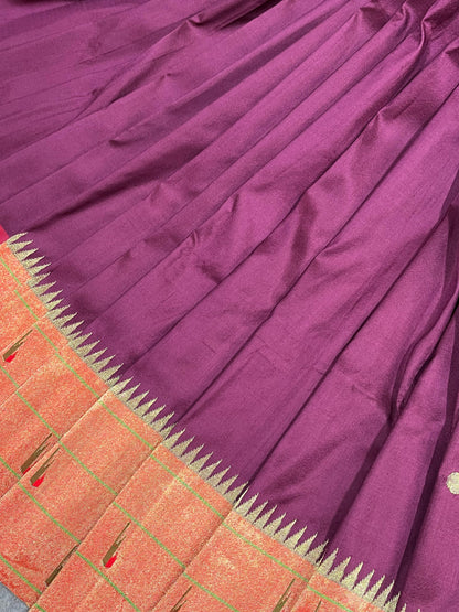WINE SILK PURE HANDLOOM PAITHANI SAREE