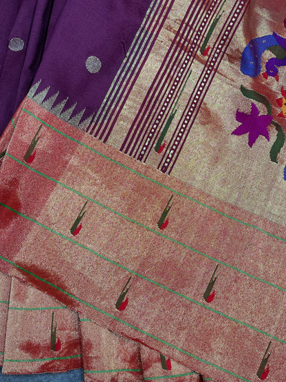 WINE SILK PURE HANDLOOM PAITHANI SAREE