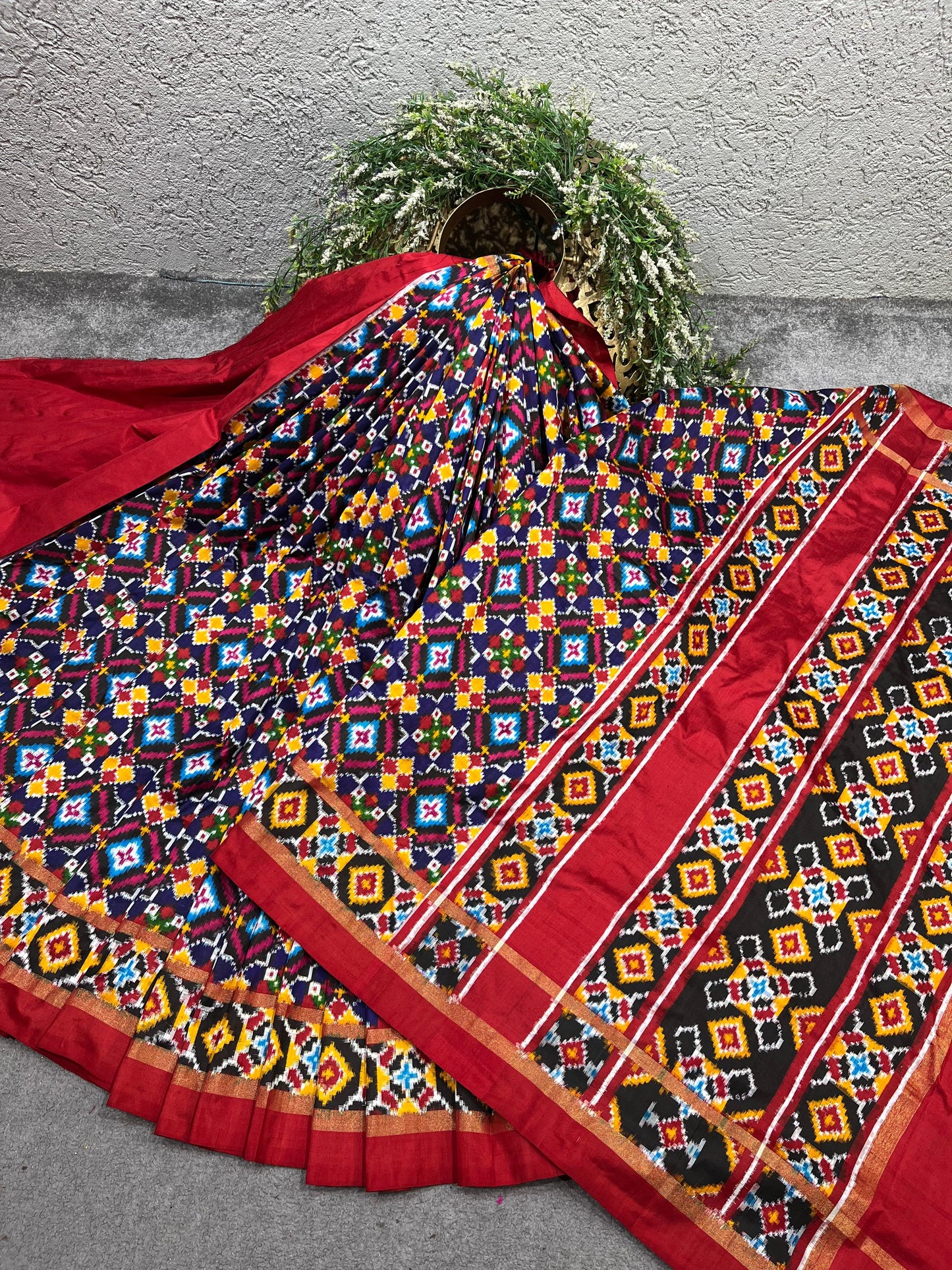 NAVY BLUE SILK PURE HANDLOOM IKKAT SAREE