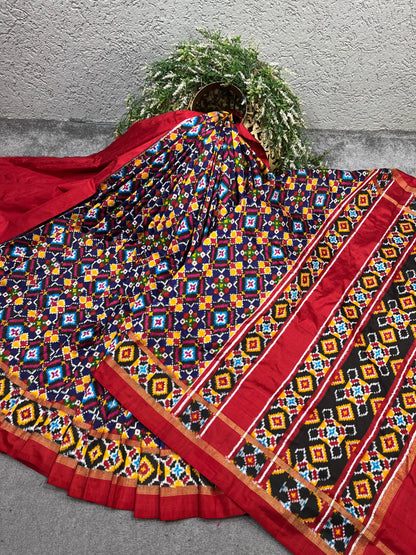 NAVY BLUE SILK PURE HANDLOOM IKKAT SAREE